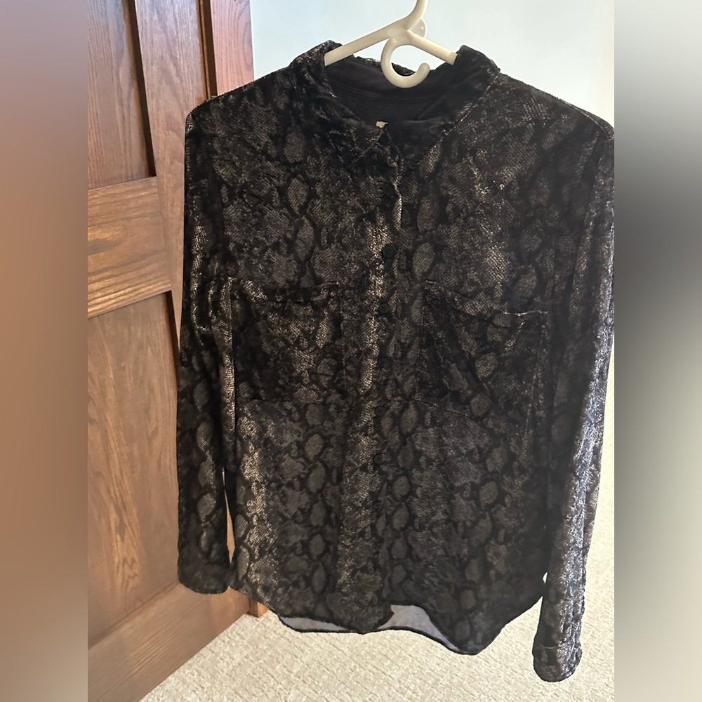 Anthropologie Pilcro Velvet Button-Up Shirt